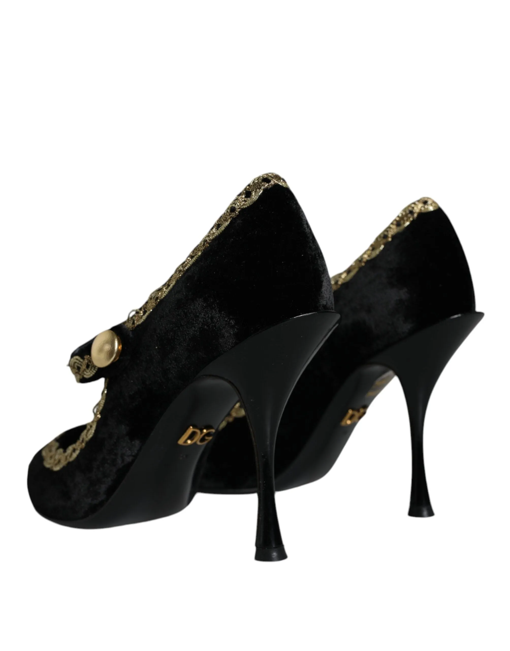 Dolce & Gabbana Bejeweled Velvet Mary Jane Pumps