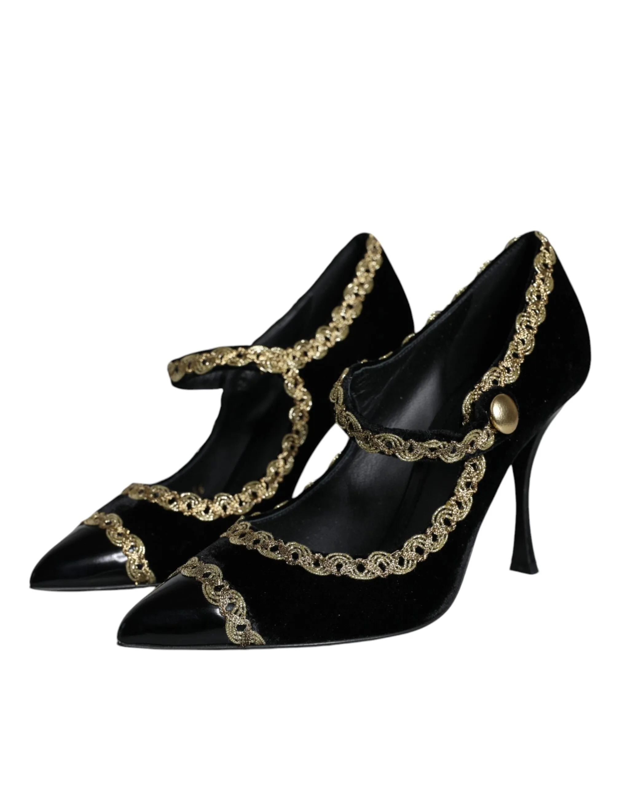 Dolce & Gabbana Bejeweled Velvet Mary Jane Pumps