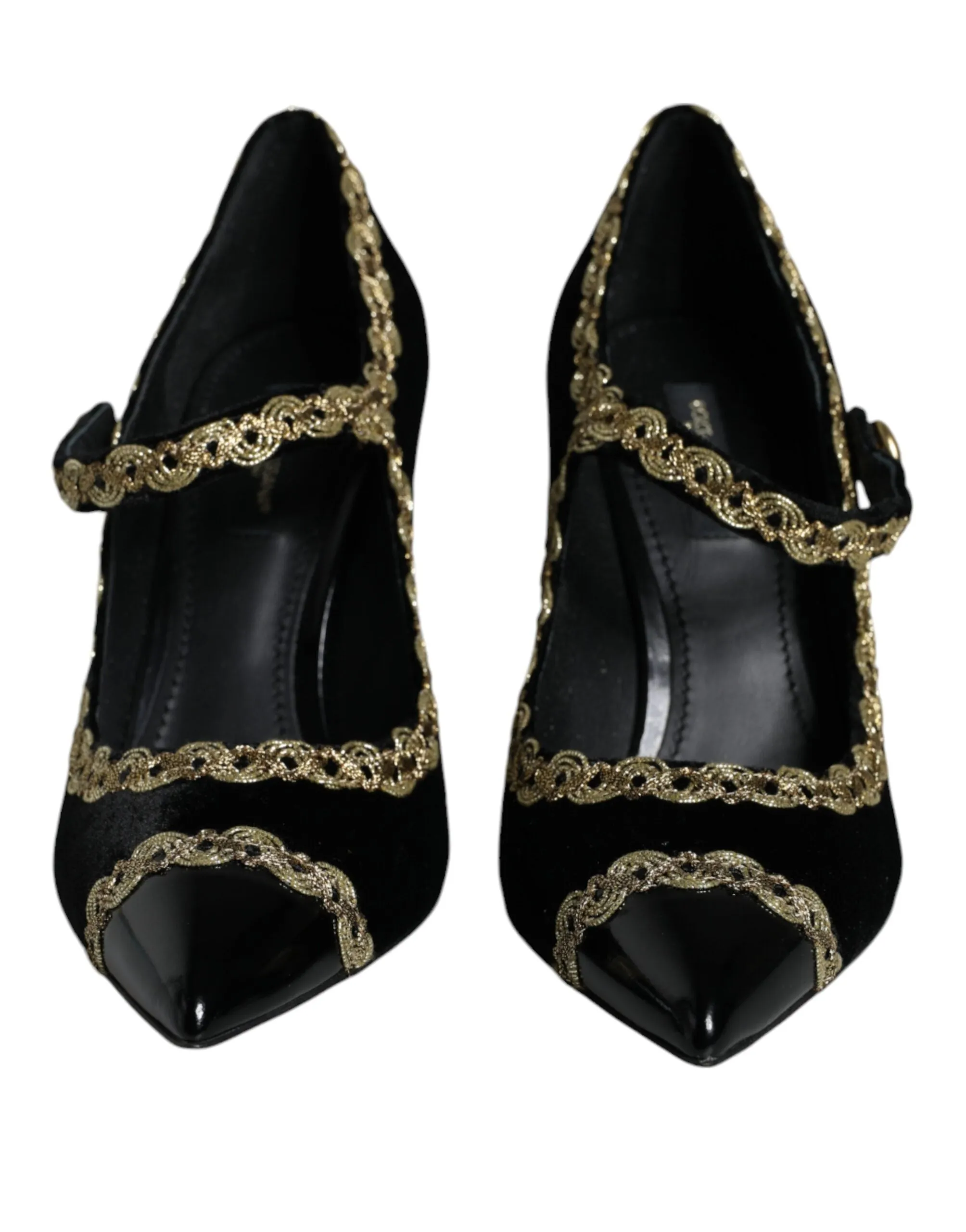 Dolce & Gabbana Bejeweled Velvet Mary Jane Pumps