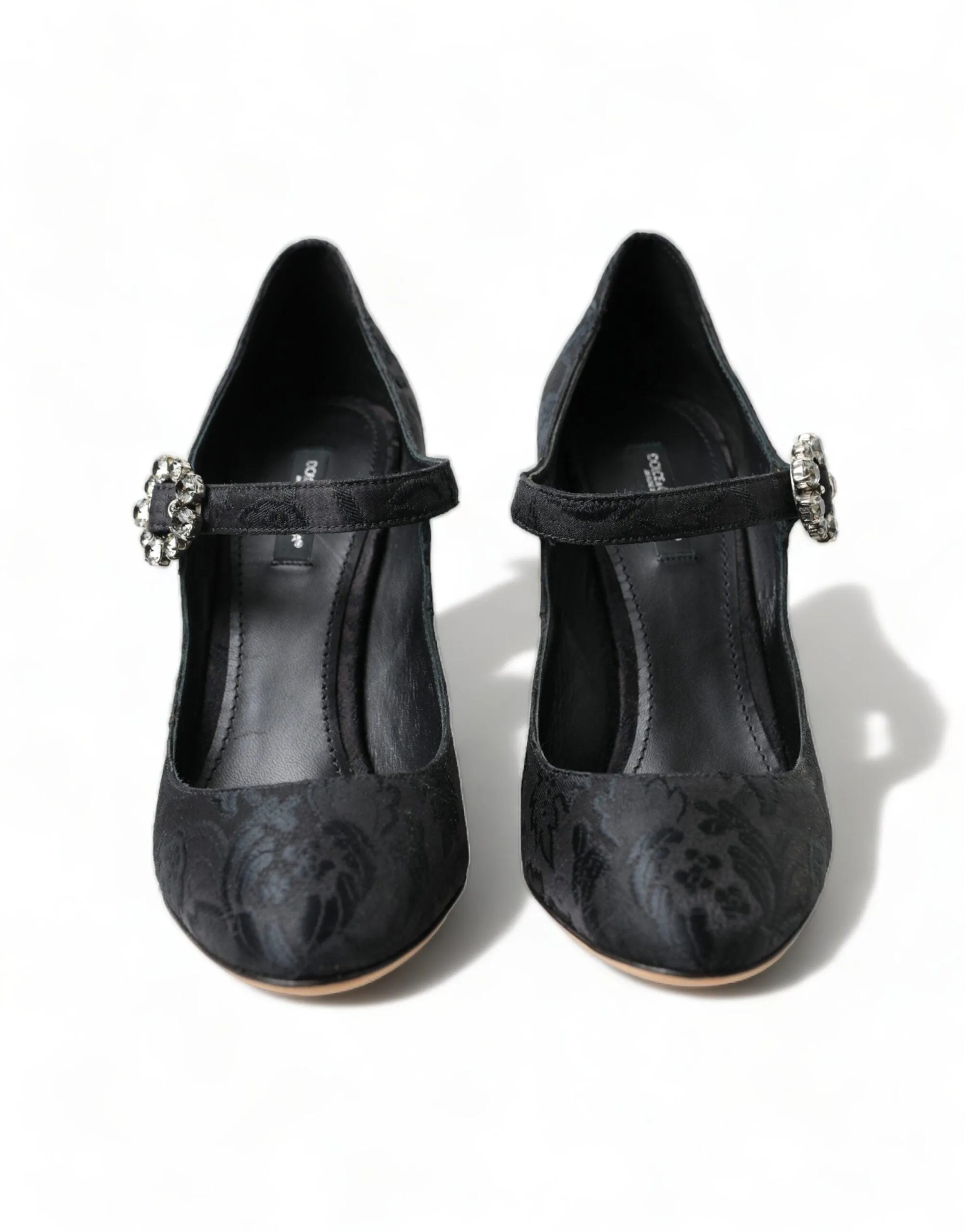 Dolce & Gabbana Black Brocade Mary Janes Heels Pumps Shoes