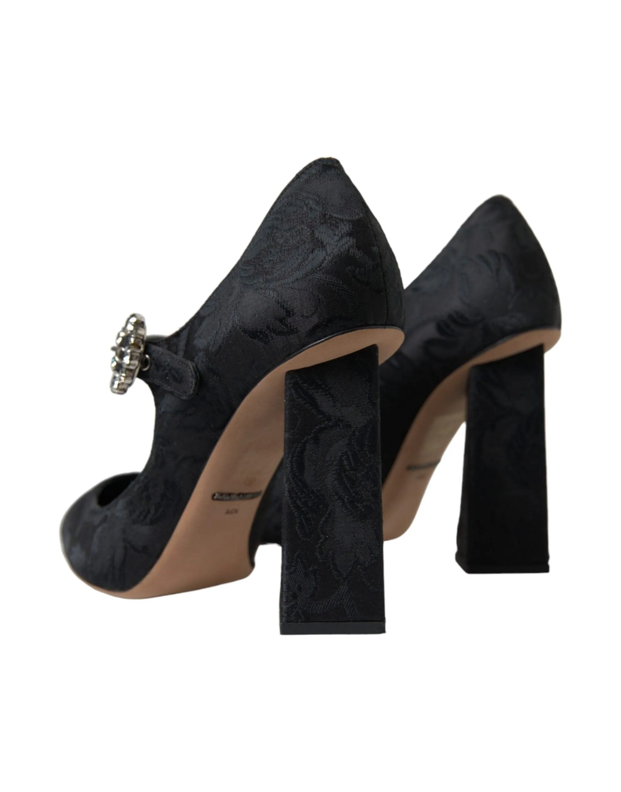 Dolce & Gabbana Black Brocade Mary Janes Heels Pumps Shoes