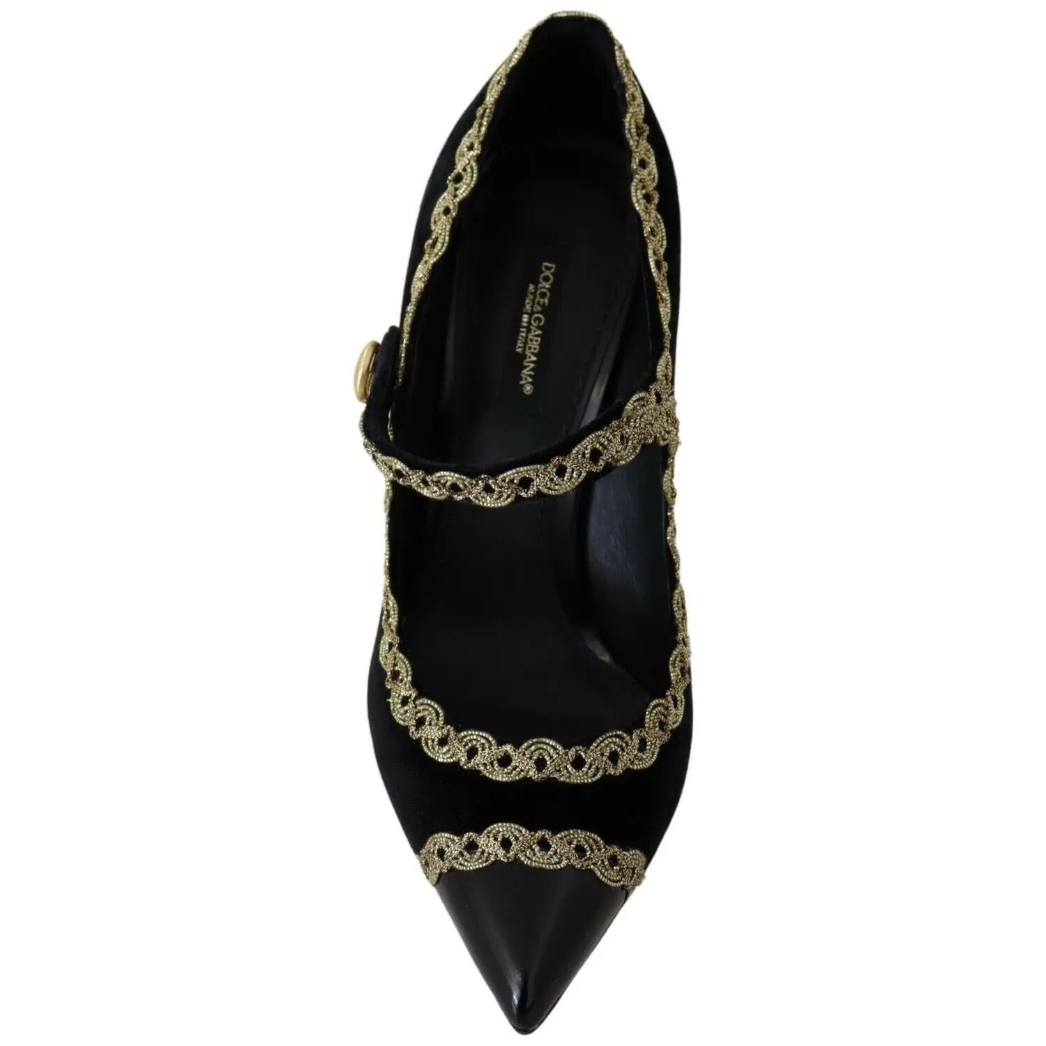 Dolce & Gabbana Elegant Gold-Embroidered Black Velvet Pumps