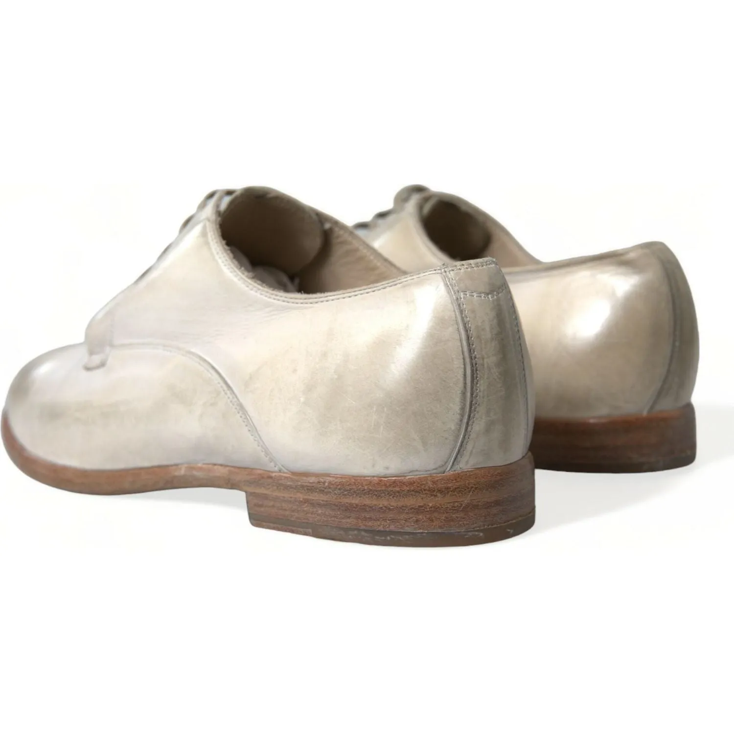 Dolce & Gabbana Elegant White Calfskin Derby Shoes