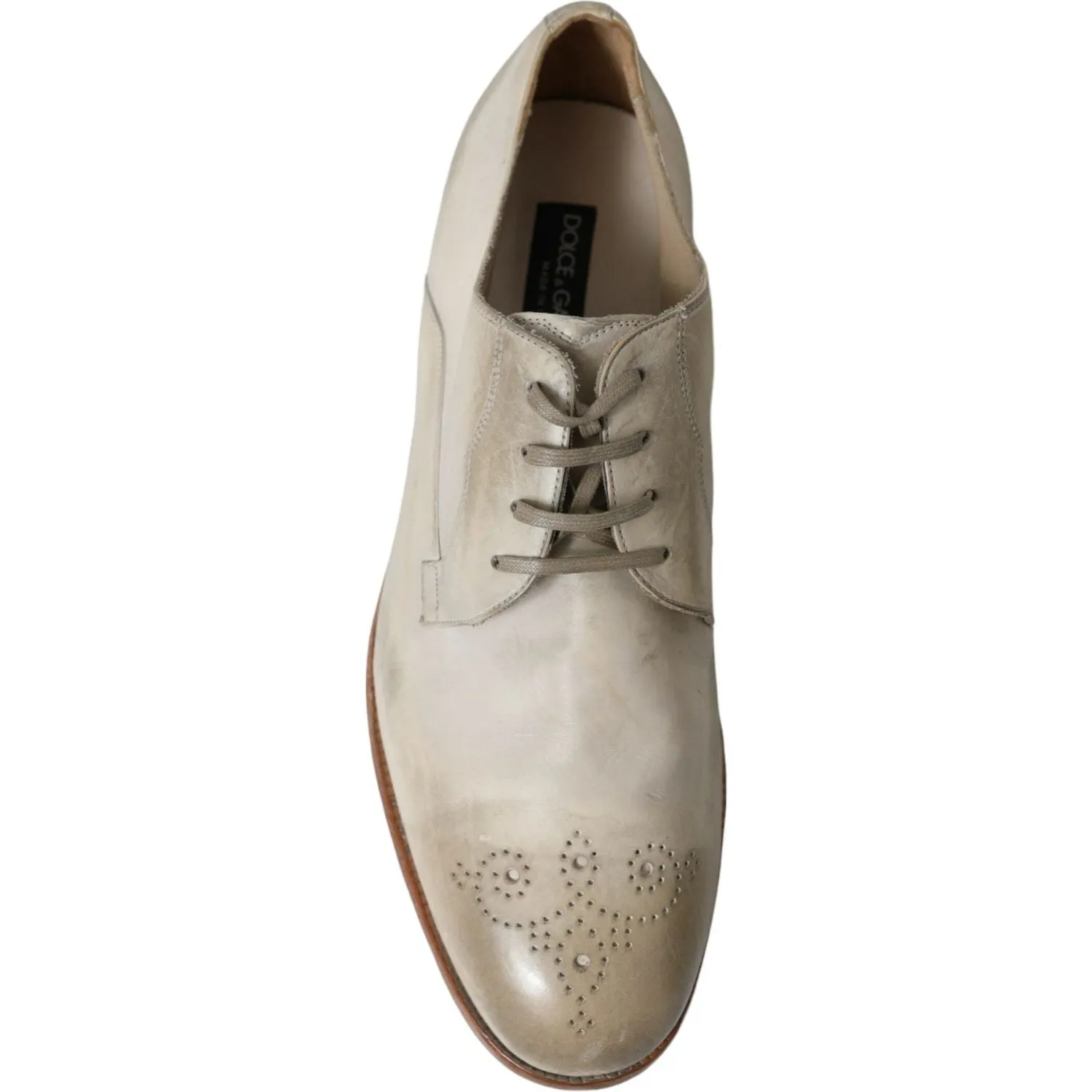 Dolce & Gabbana Elegant White Calfskin Derby Shoes