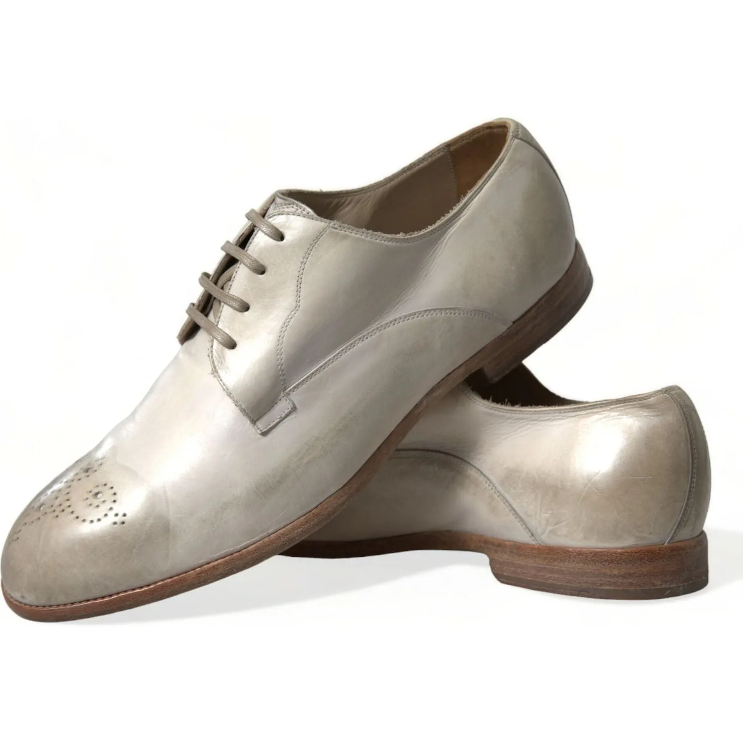 Dolce & Gabbana Elegant White Calfskin Derby Shoes