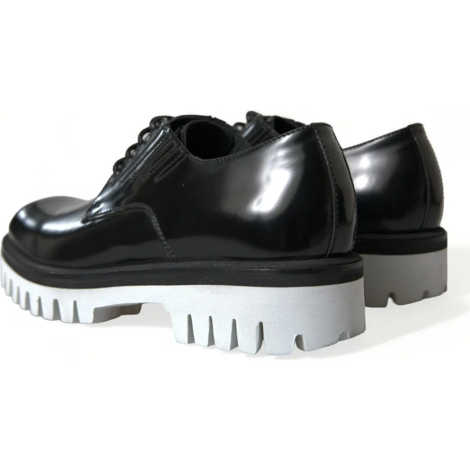 Dolce & Gabbana Sophisticated Black and White Leather Derby Shoes