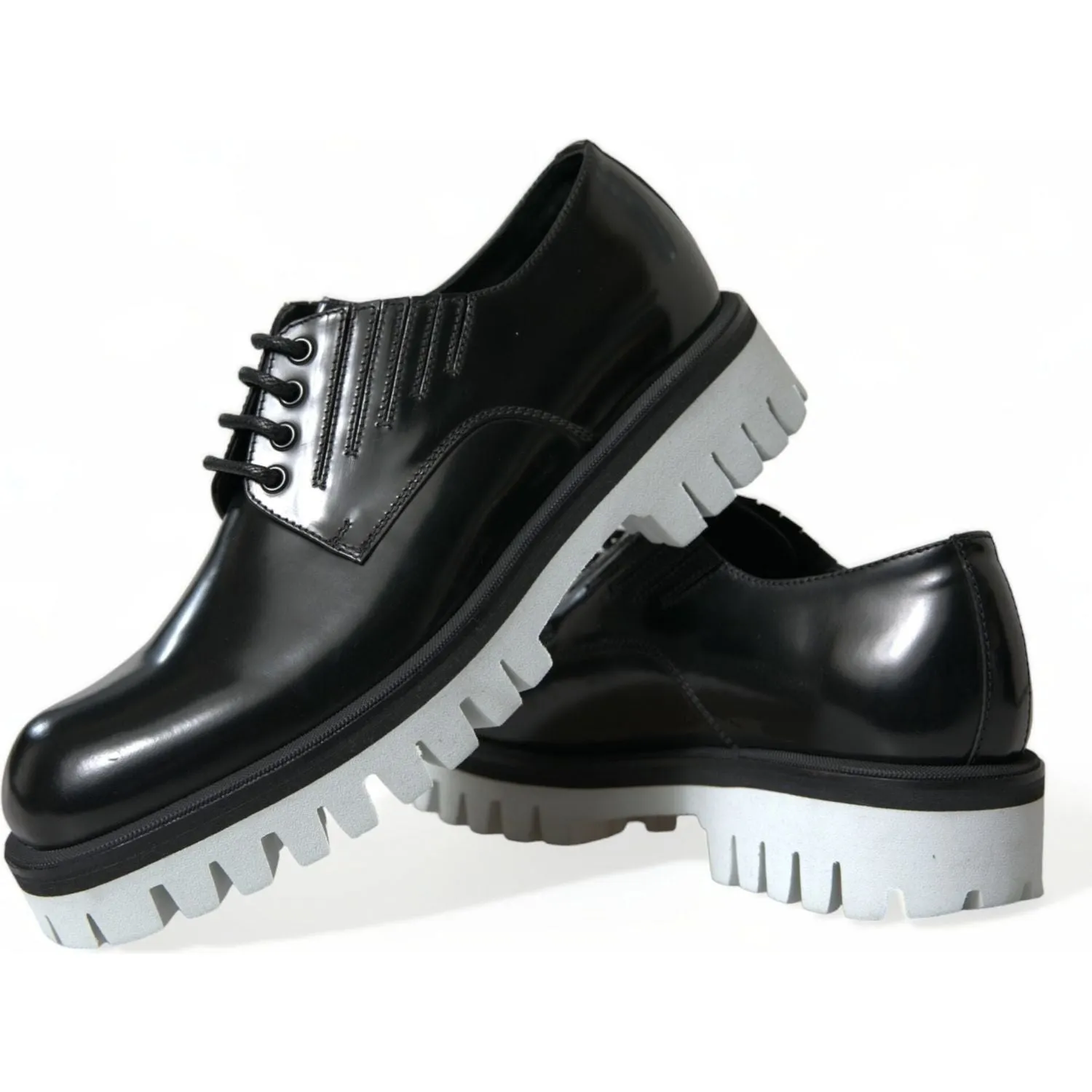 Dolce & Gabbana Sophisticated Black and White Leather Derby Shoes