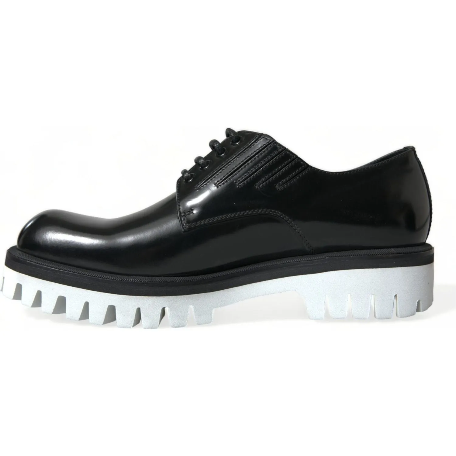 Dolce & Gabbana Sophisticated Black and White Leather Derby Shoes