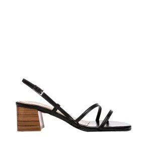 Elsa Leather Black Heeled Sandals