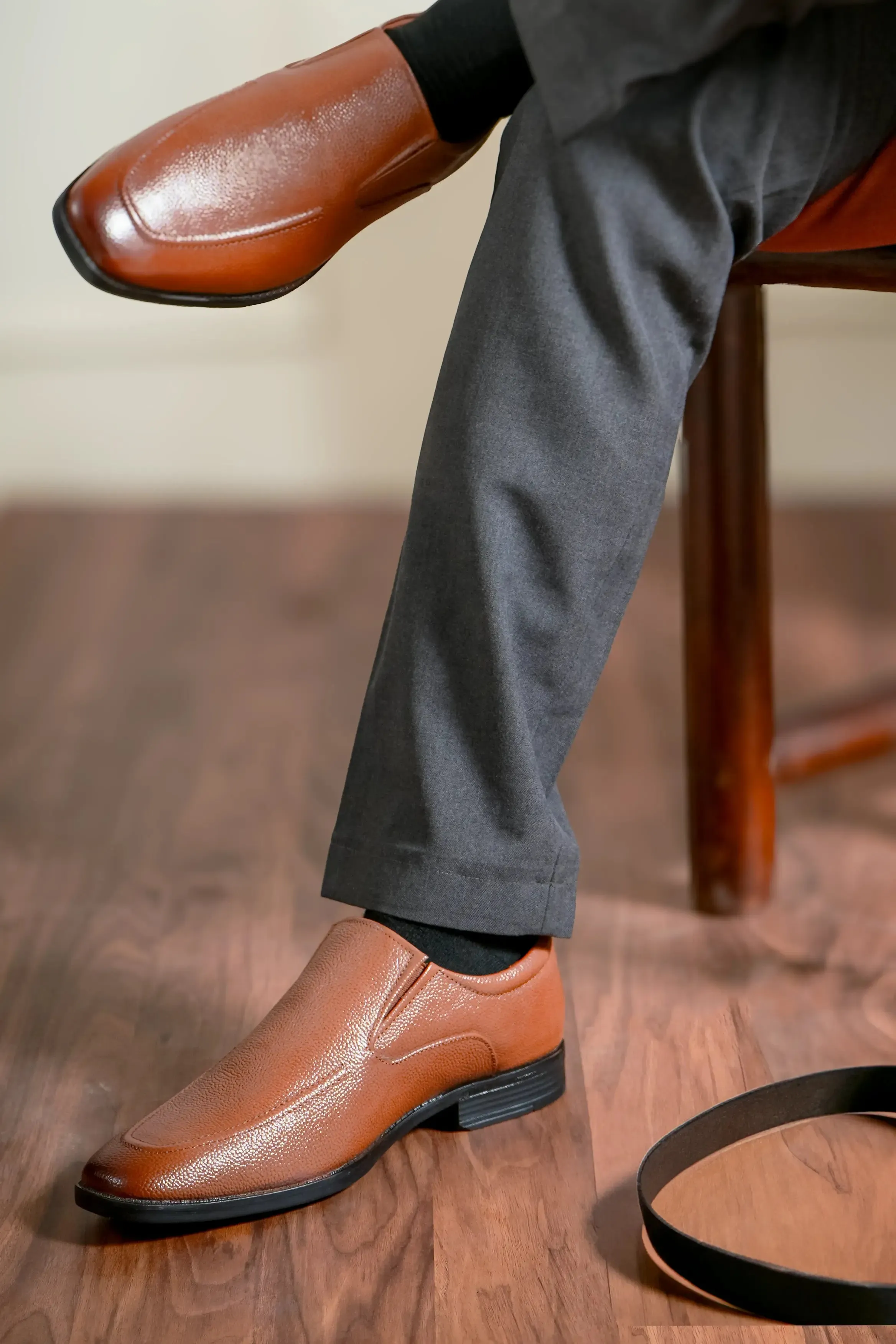 Enduring Full Grain Leather Slip Ons