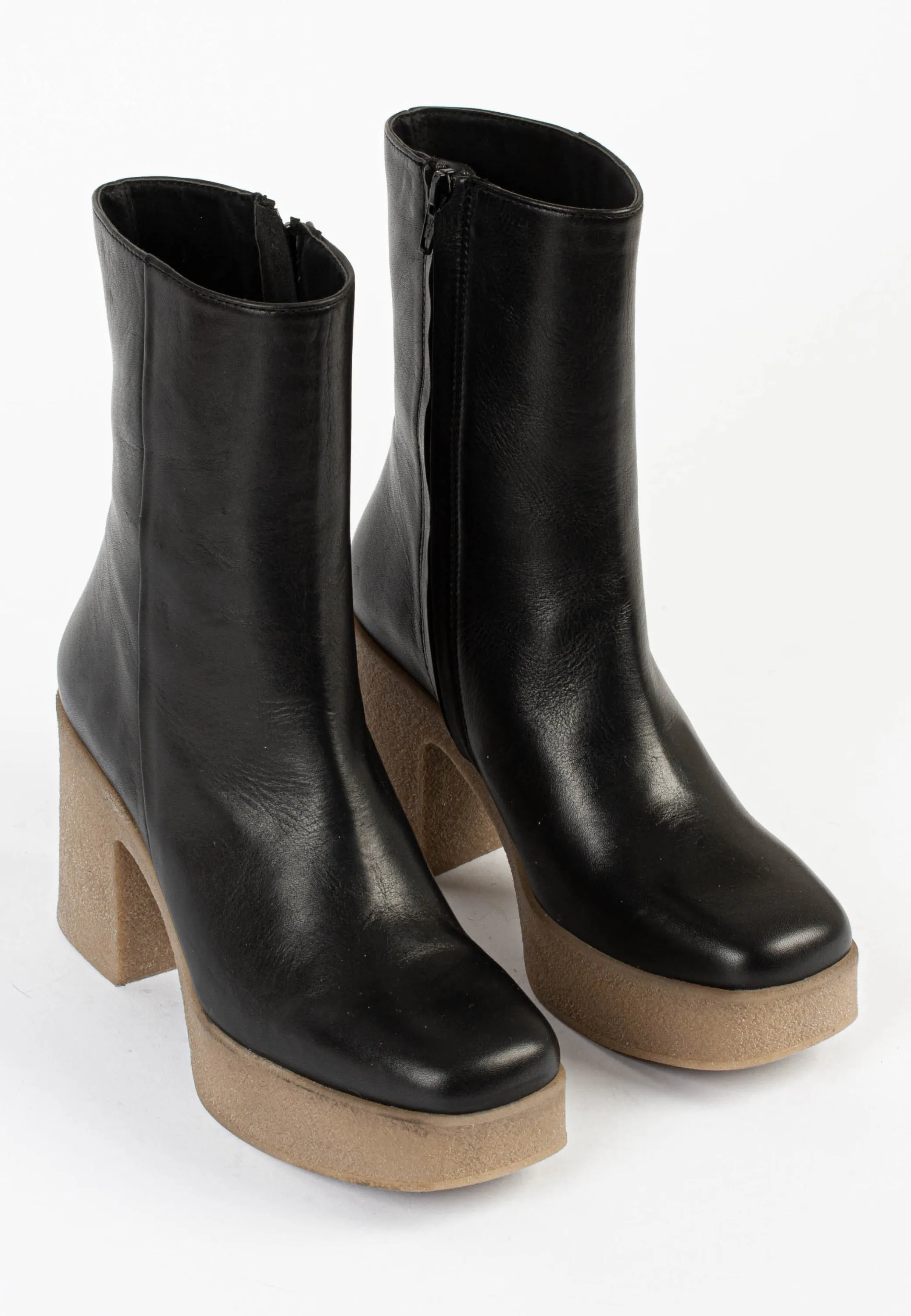 Frida Black Crepe Ankle Boots