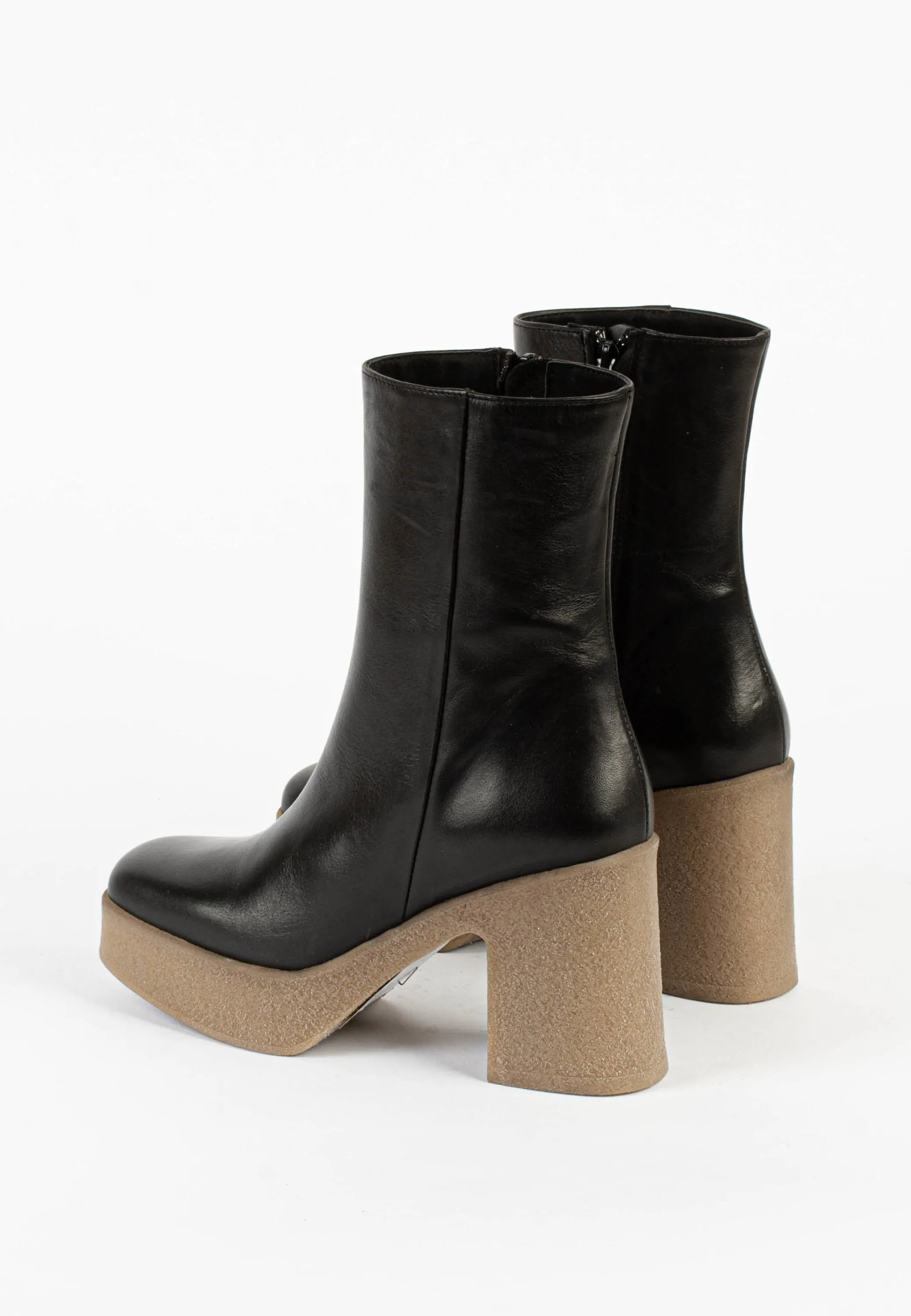 Frida Black Crepe Ankle Boots