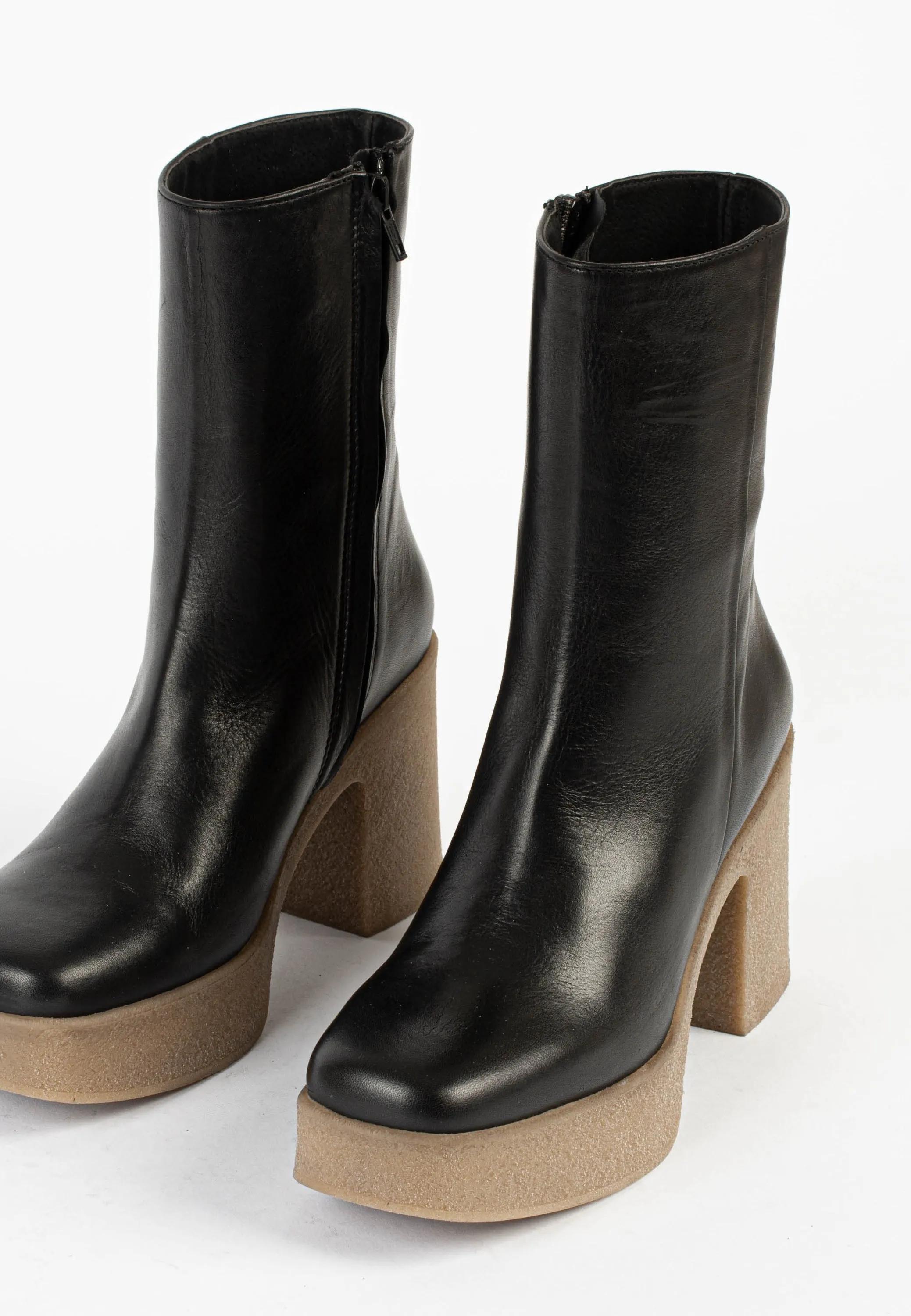 Frida Black Crepe Ankle Boots