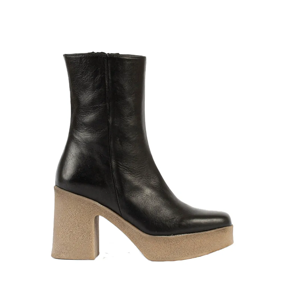 Frida Black Crepe Ankle Boots