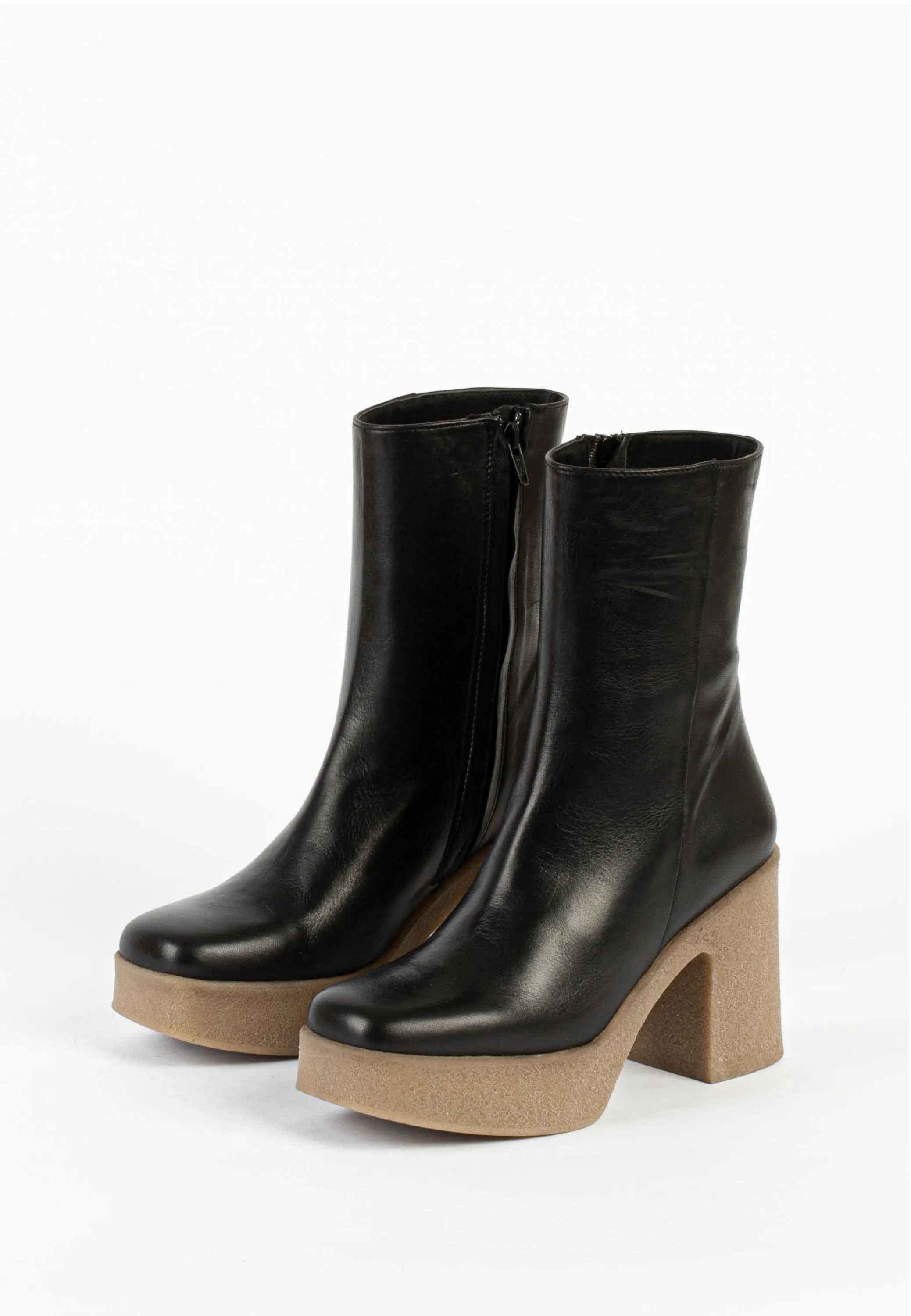 Frida Black Crepe Ankle Boots