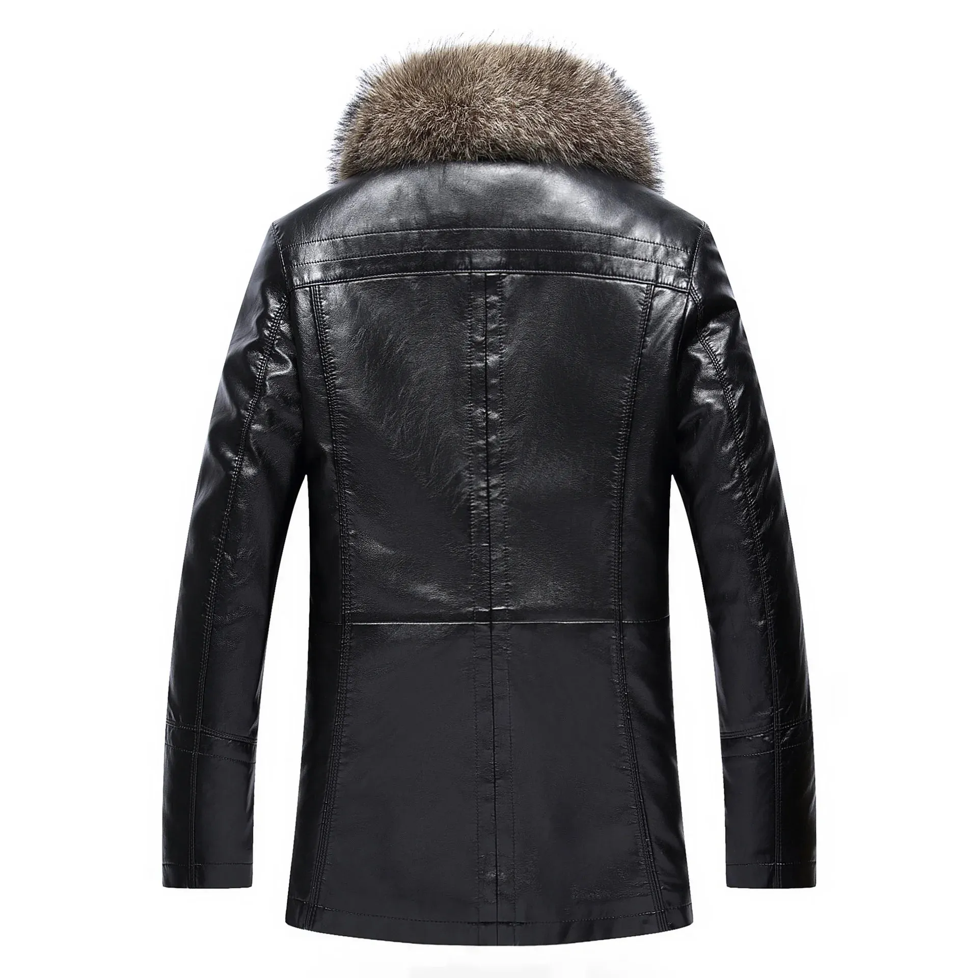 Funki Buys | Jackets | Men's Real Leather Warm Fur Collar Coat