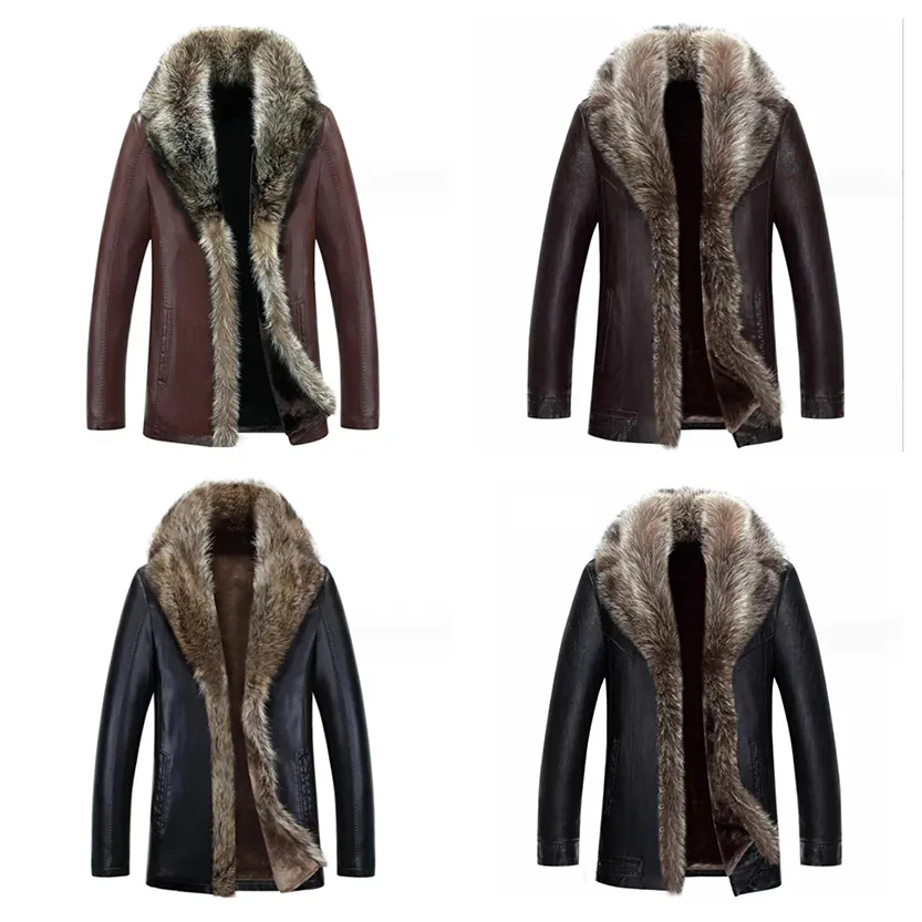 Funki Buys | Jackets | Men's Real Leather Warm Fur Collar Coat