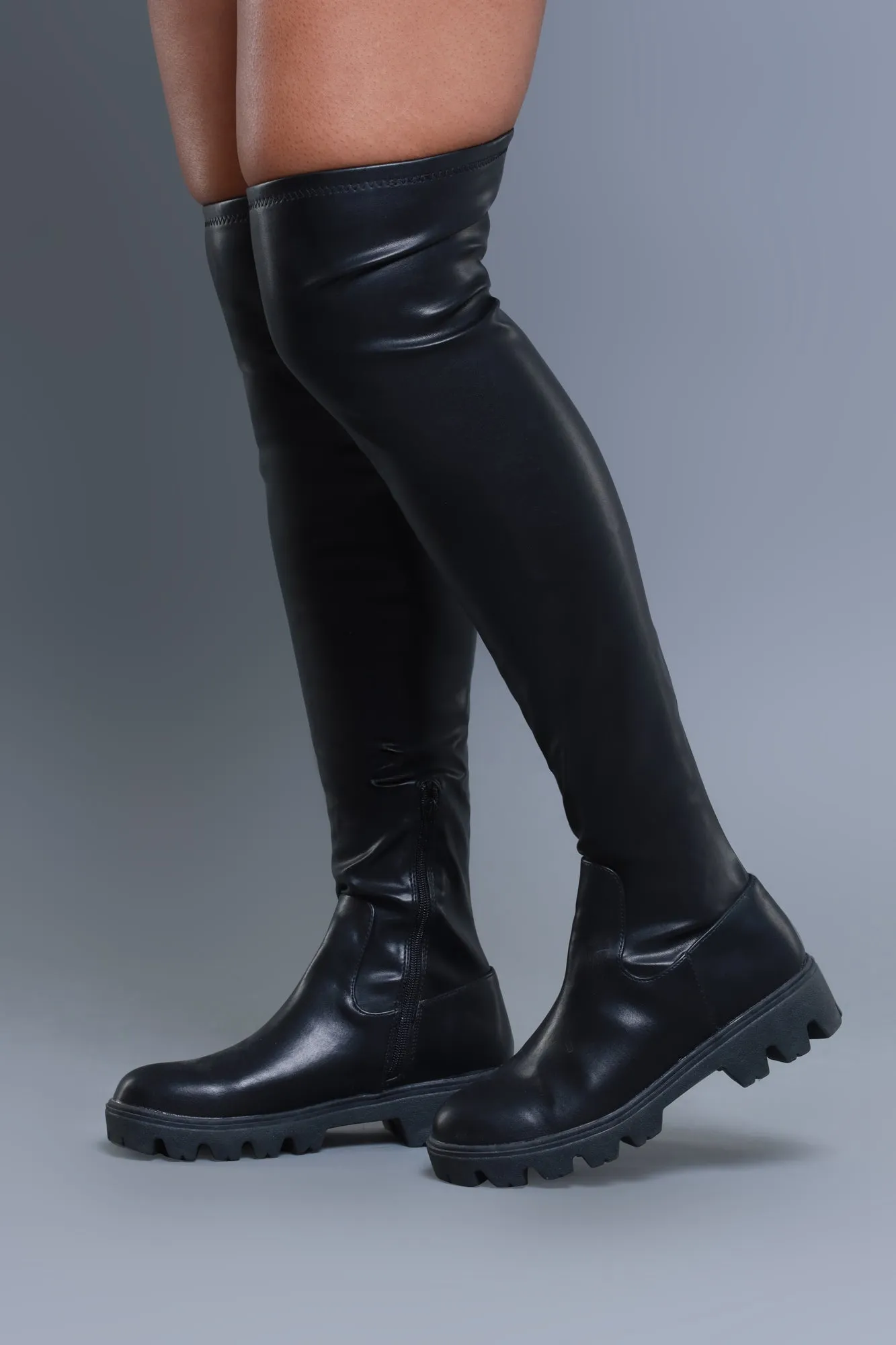 Get To Stepping Very Stretchy Thigh High Boots - Black