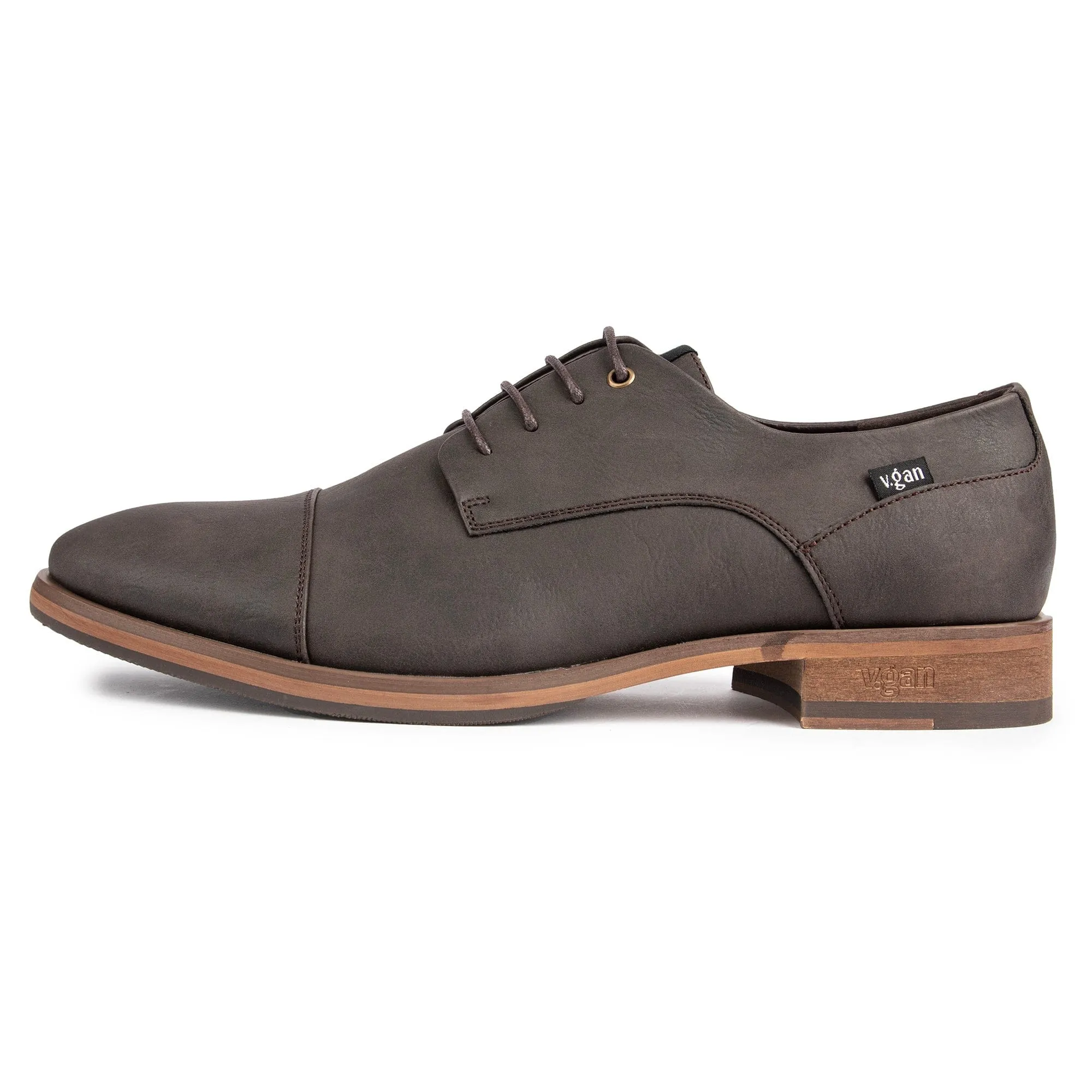 Ginger Men's Vegan Leather Derby Shoes | Brown