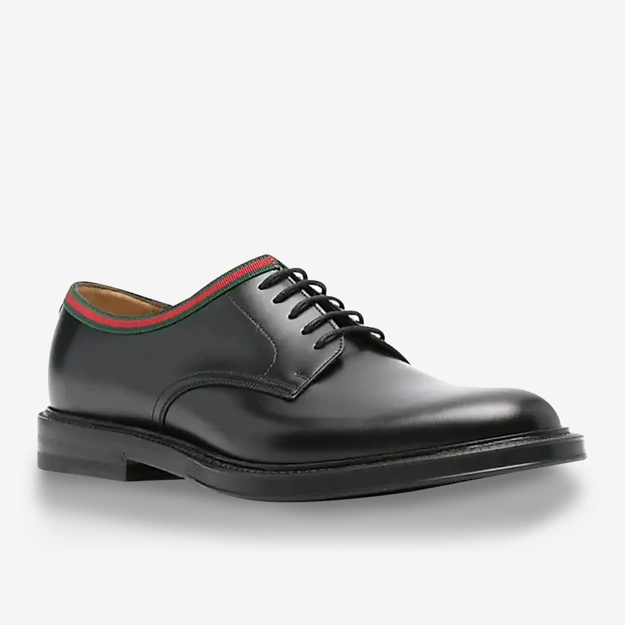 Gucci Web Trim Leather Derby Shoes