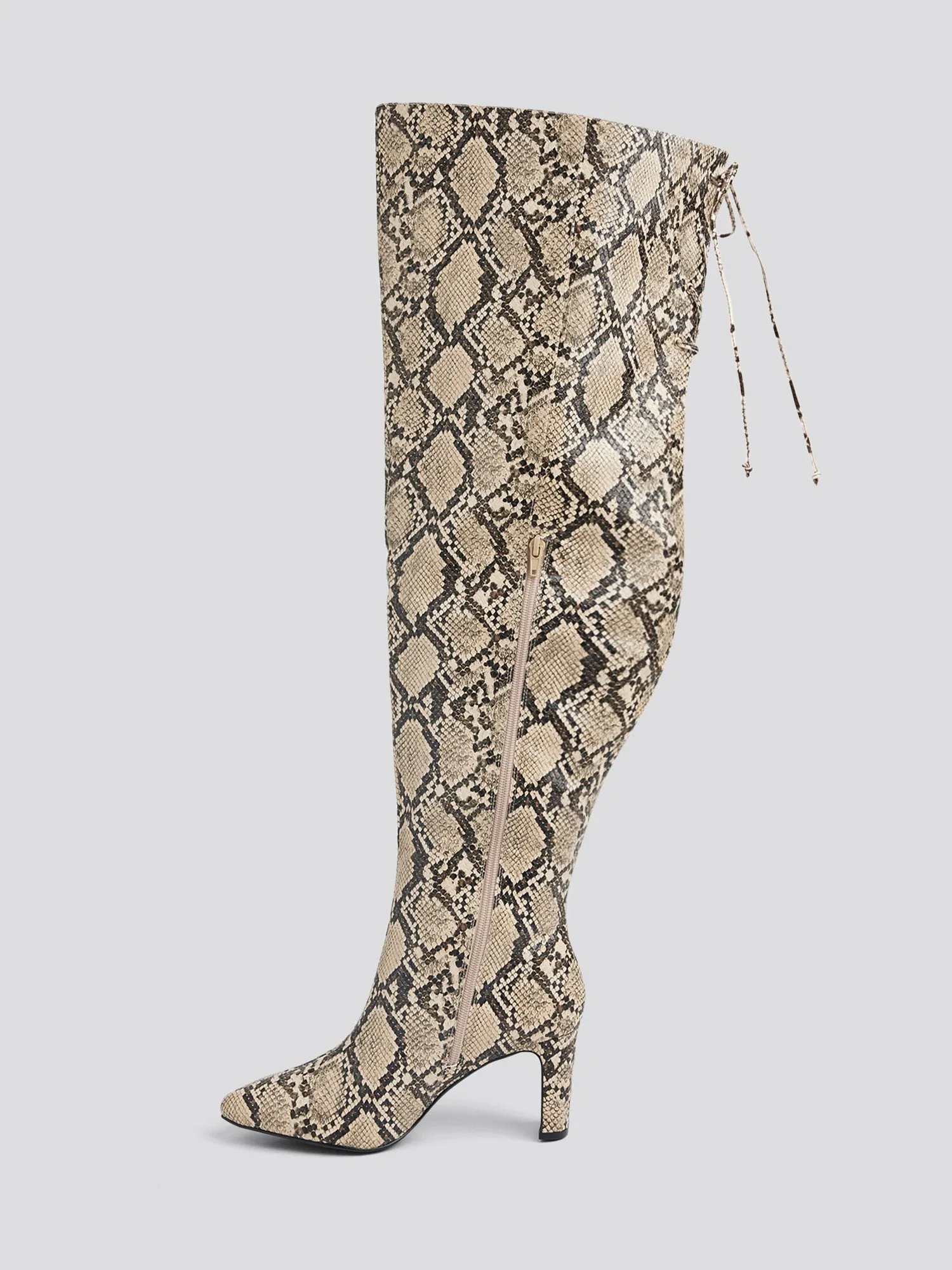 Hayya Snake Print Thigh-High Boots - Nadia x FTF