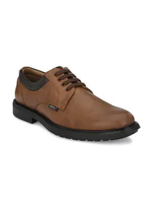 Hitz Men's Tan Derby Leather Shoes