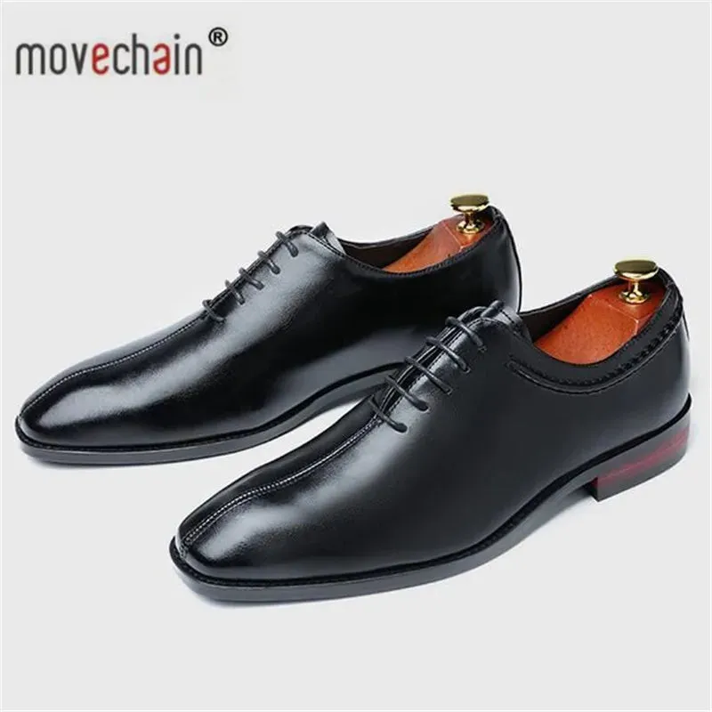 Hnzxzm Men Leather Dress Business Office Derby Shoes Mens Wedding Party Oxfords Shoes Men's Fashion Square Toe Lace-Up Flats