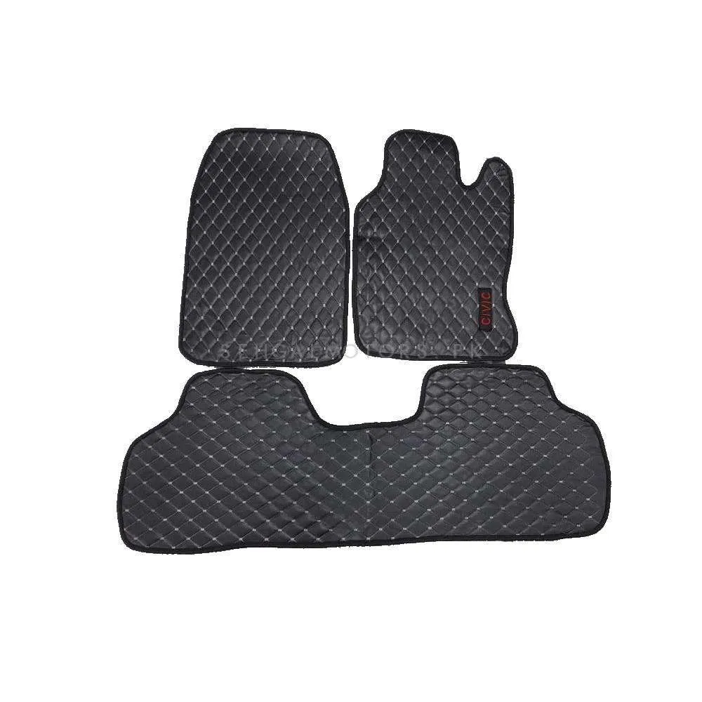 Honda Civic 7D Eco Floor Mat Black Stitched Multi Color Thread 3 Pcs - Model 2006-2012