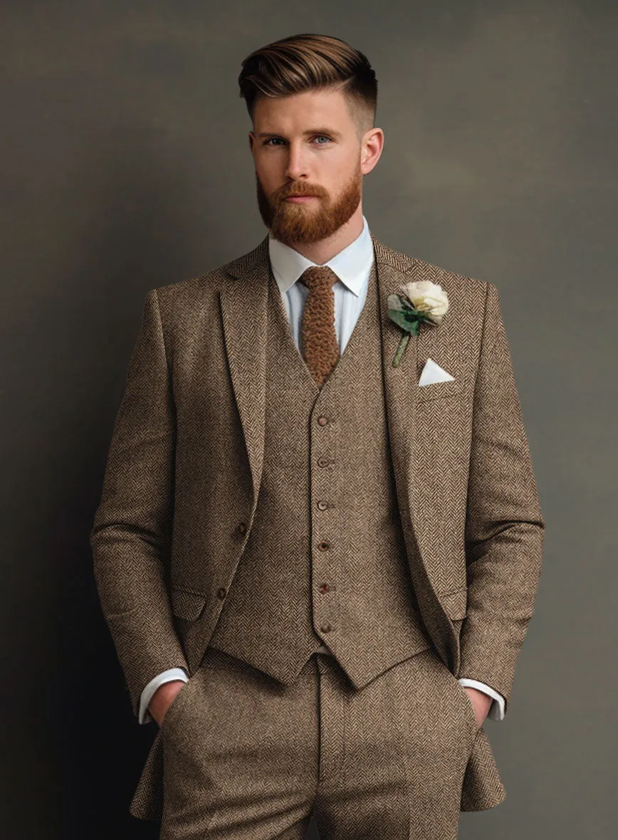 Irish Brown Herringbone Tweed Jacket