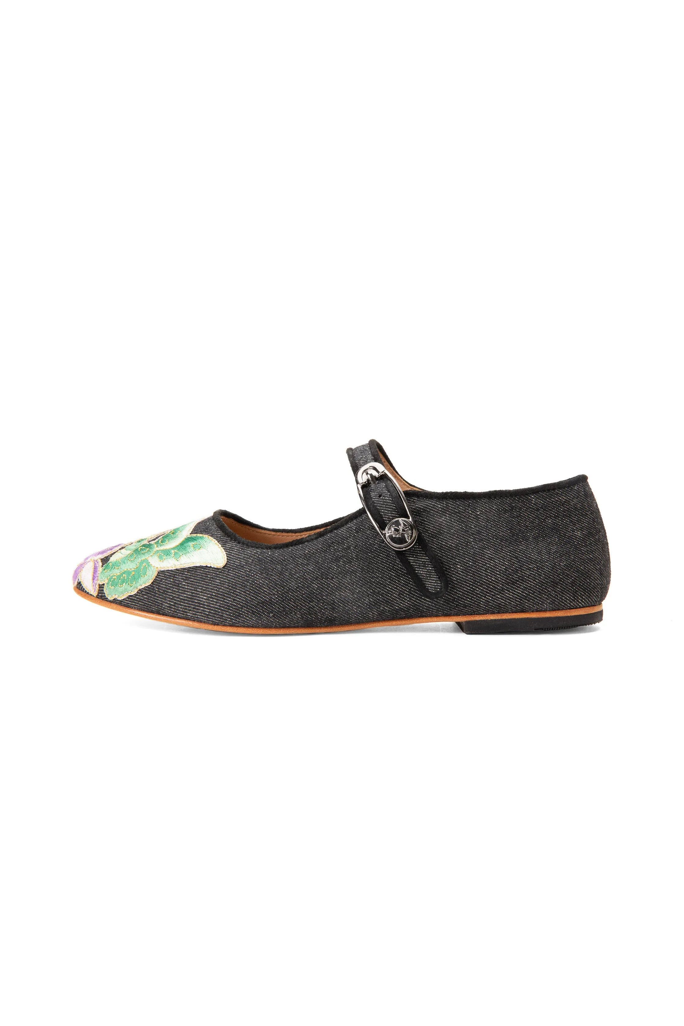 John Fluevog x Anna Sui Butterfly Mary Janes-Black Denim