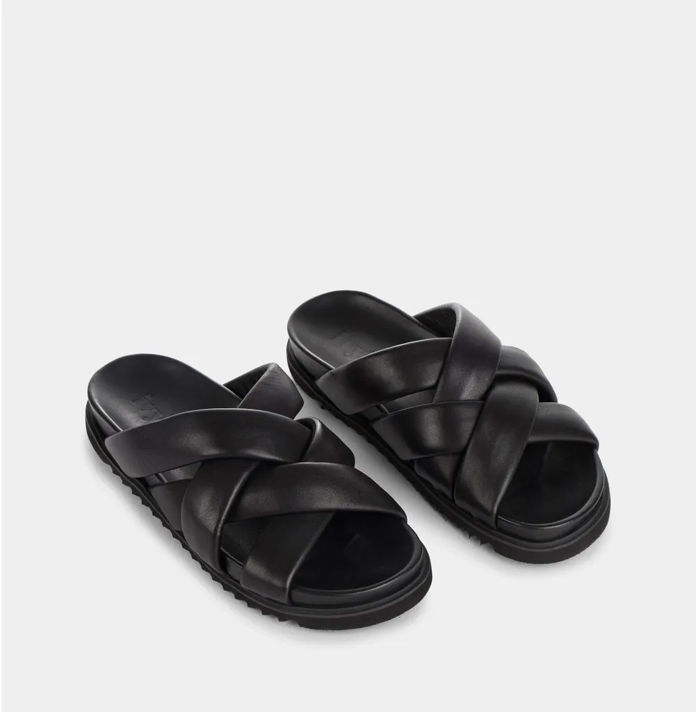 Josie Black Leather Sandals