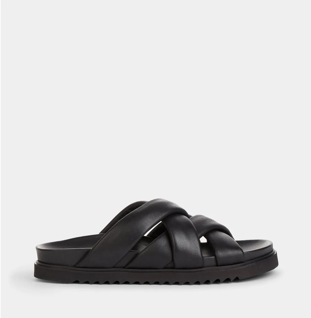 Josie Black Leather Sandals