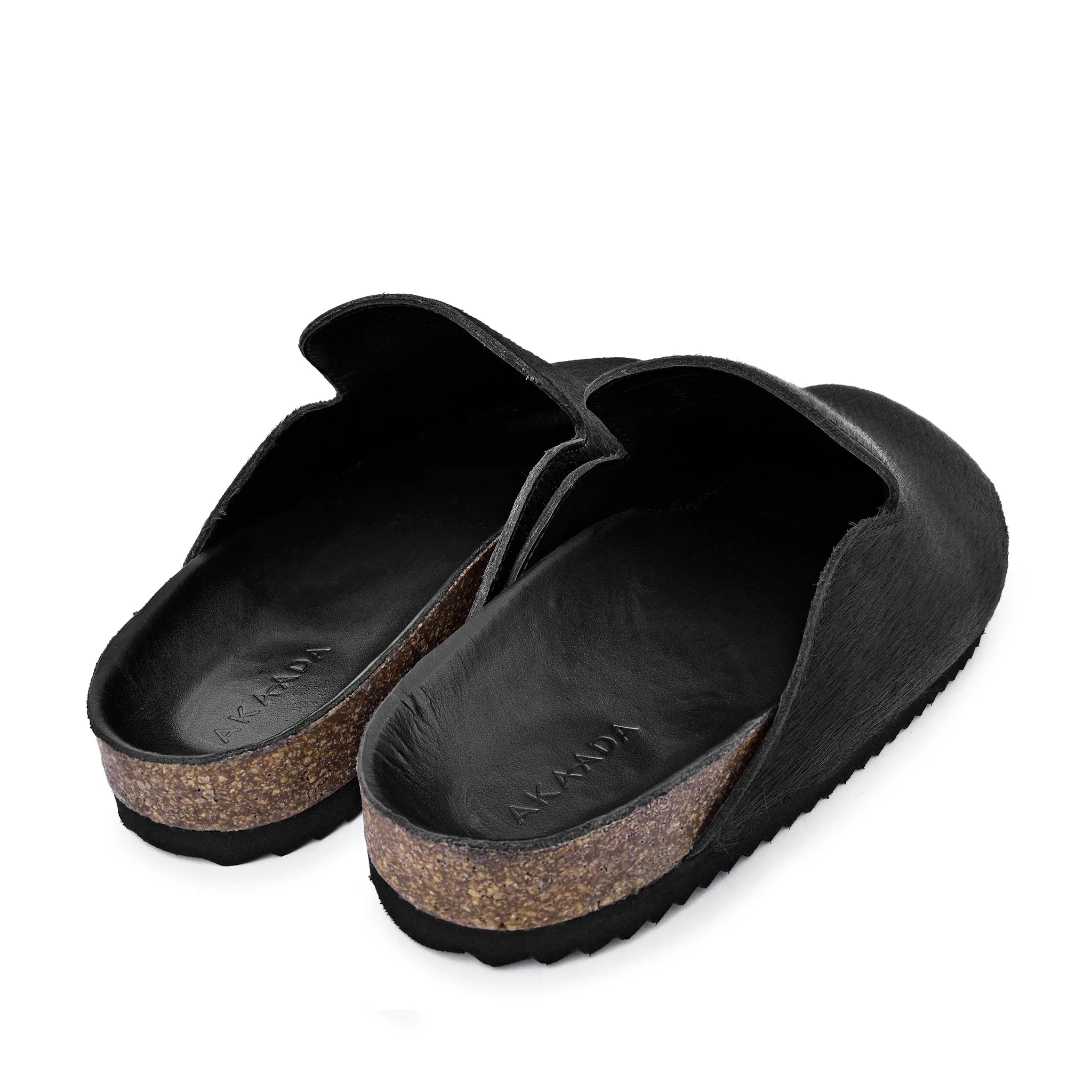 Kibo Black Pony Hair Mules