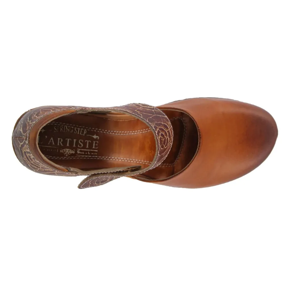 L'Artiste By Spring Step Gloss-Pansy Camel Leather Mary Jane (Women's)