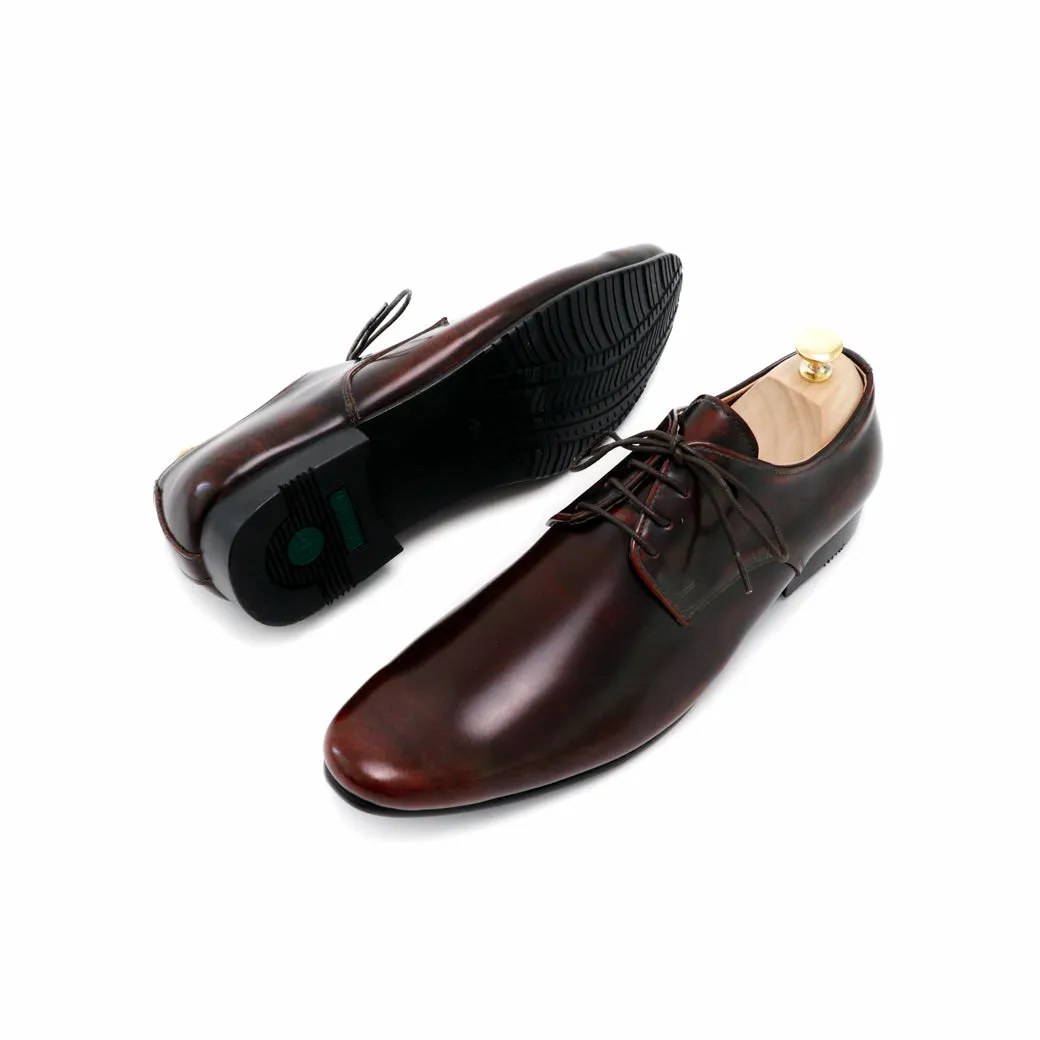 Leather Shoes Derby European Brush Off Burgundy