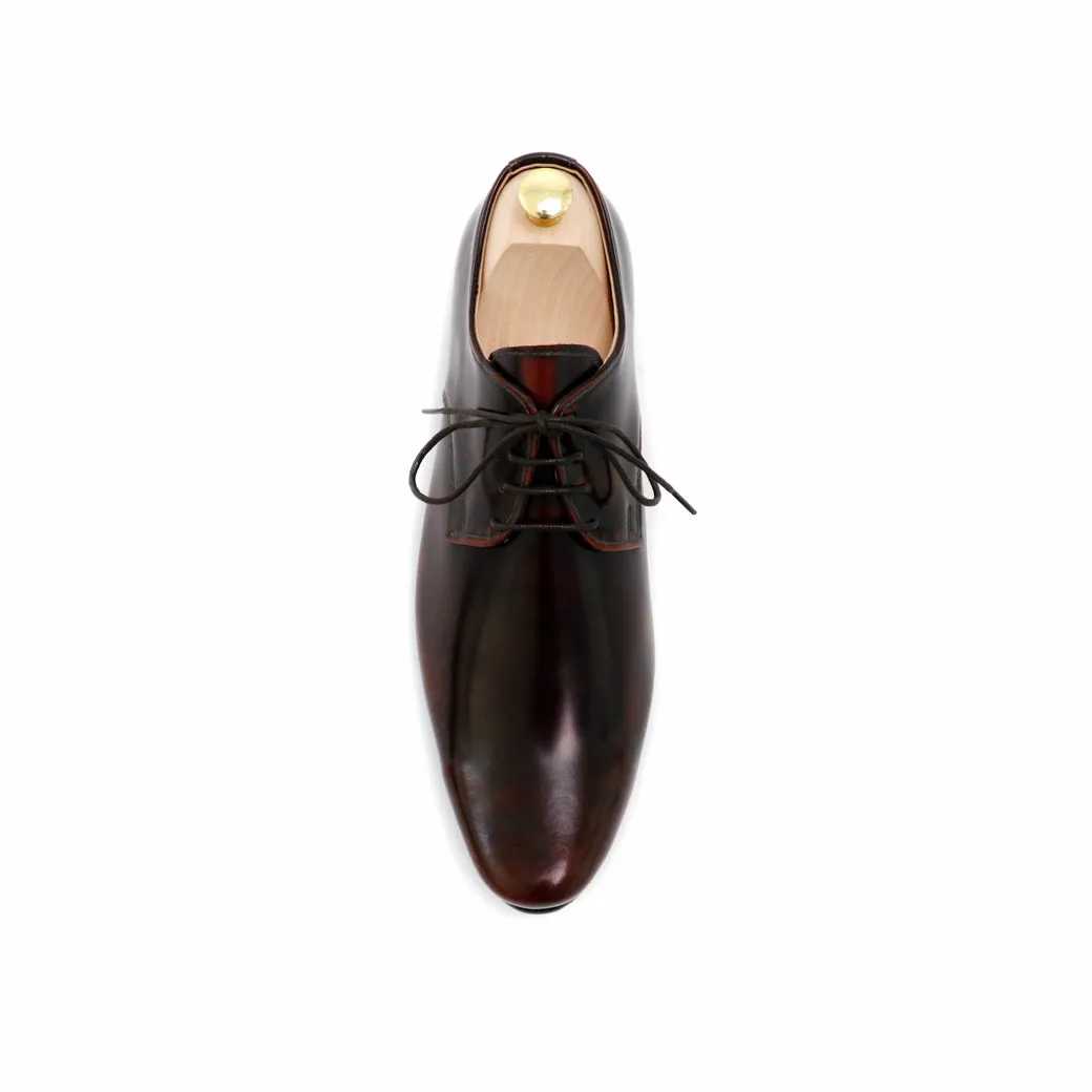 Leather Shoes Derby European Brush Off Burgundy