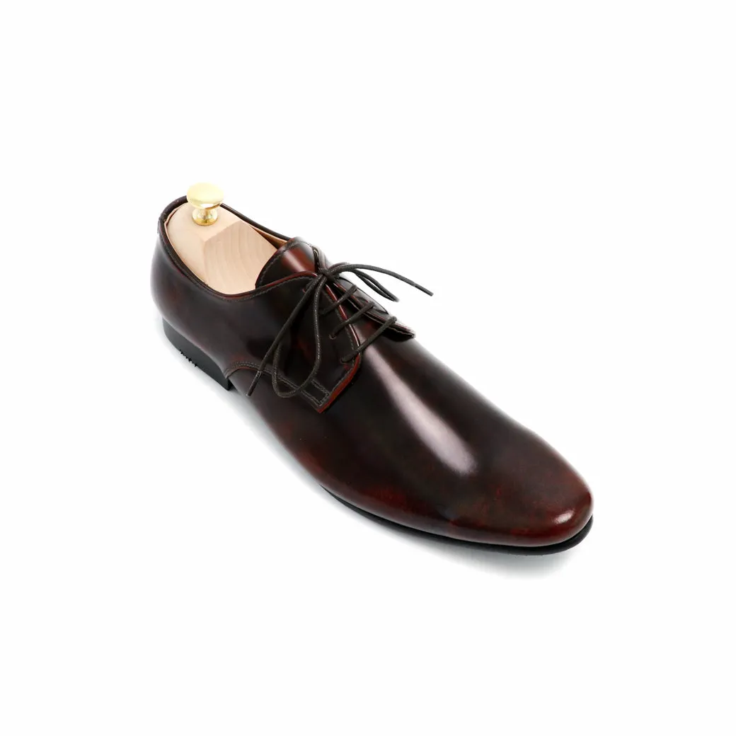 Leather Shoes Derby European Brush Off Burgundy