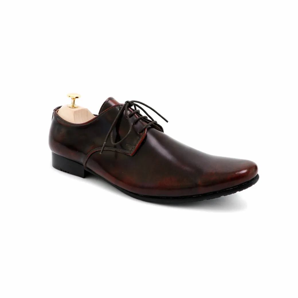 Leather Shoes Derby European Brush Off Burgundy