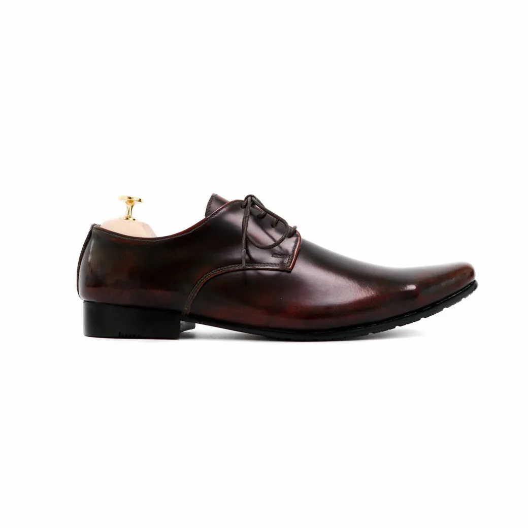 Leather Shoes Derby European Brush Off Burgundy