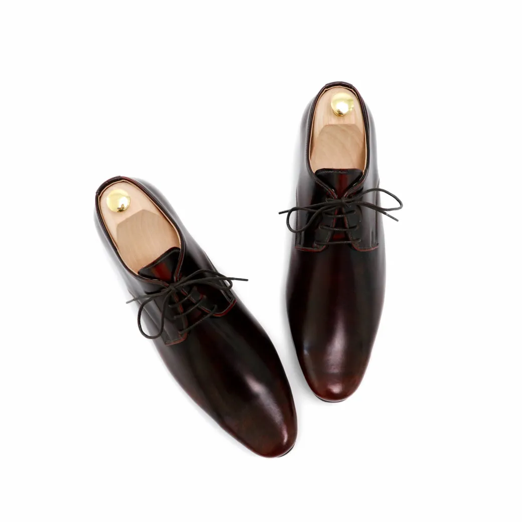 Leather Shoes Derby European Brush Off Burgundy