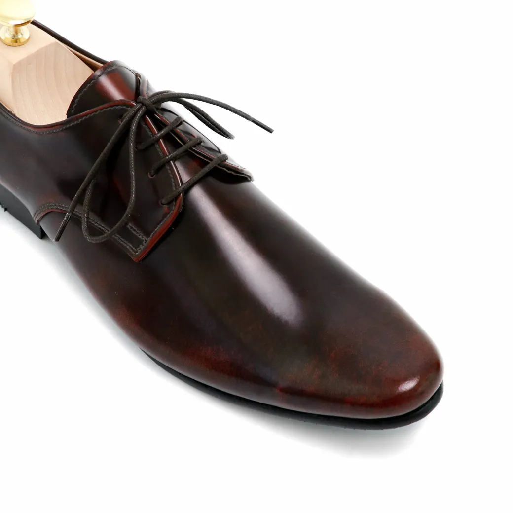 Leather Shoes Derby European Brush Off Burgundy