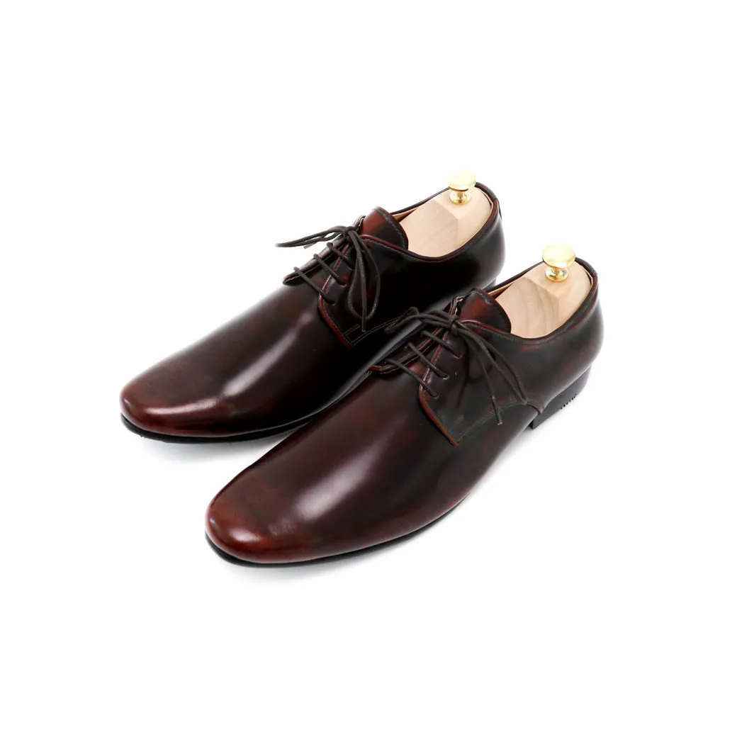 Leather Shoes Derby European Brush Off Burgundy