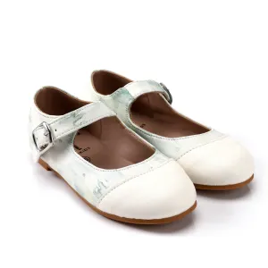 Leather tip white mary janes by Zeebra Kids