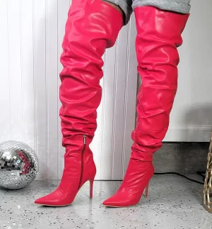 LEEXA~POINTY TOE RED BOOT