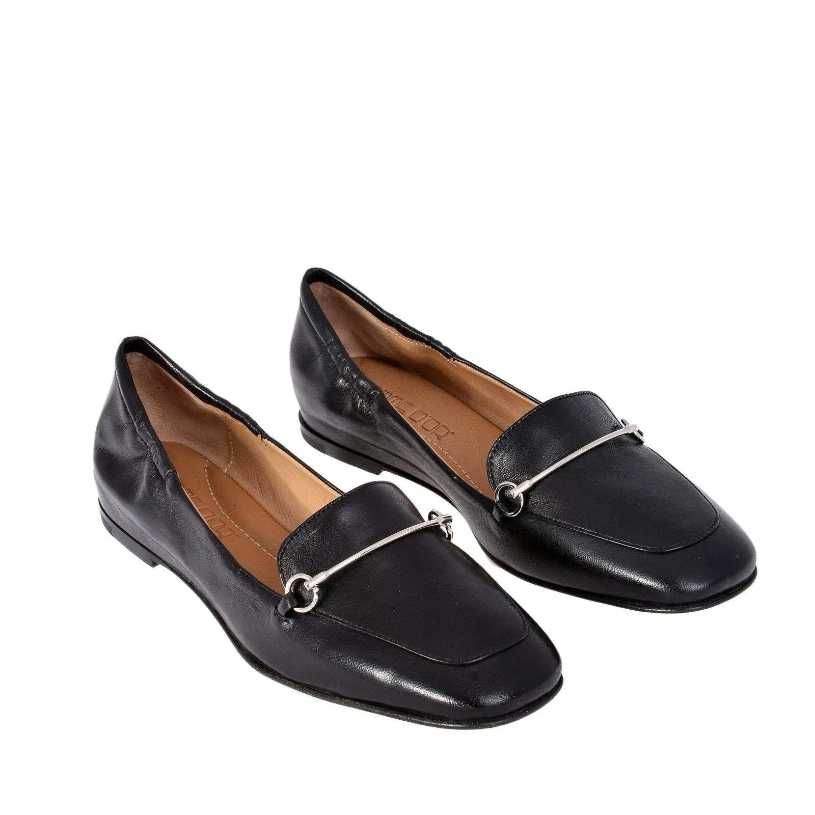 Lena Black Leather Loafers