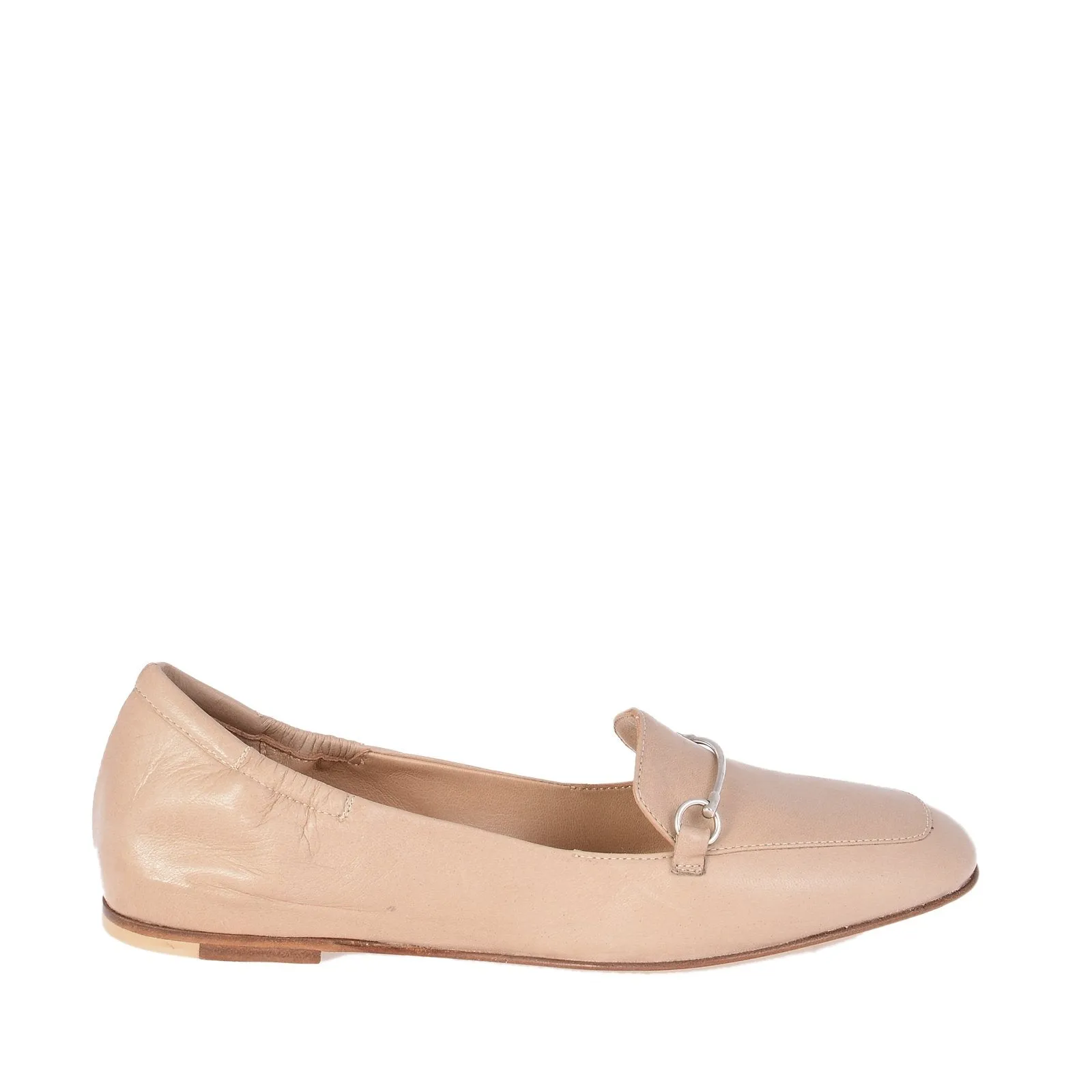 Lena Nude Leather Loafers