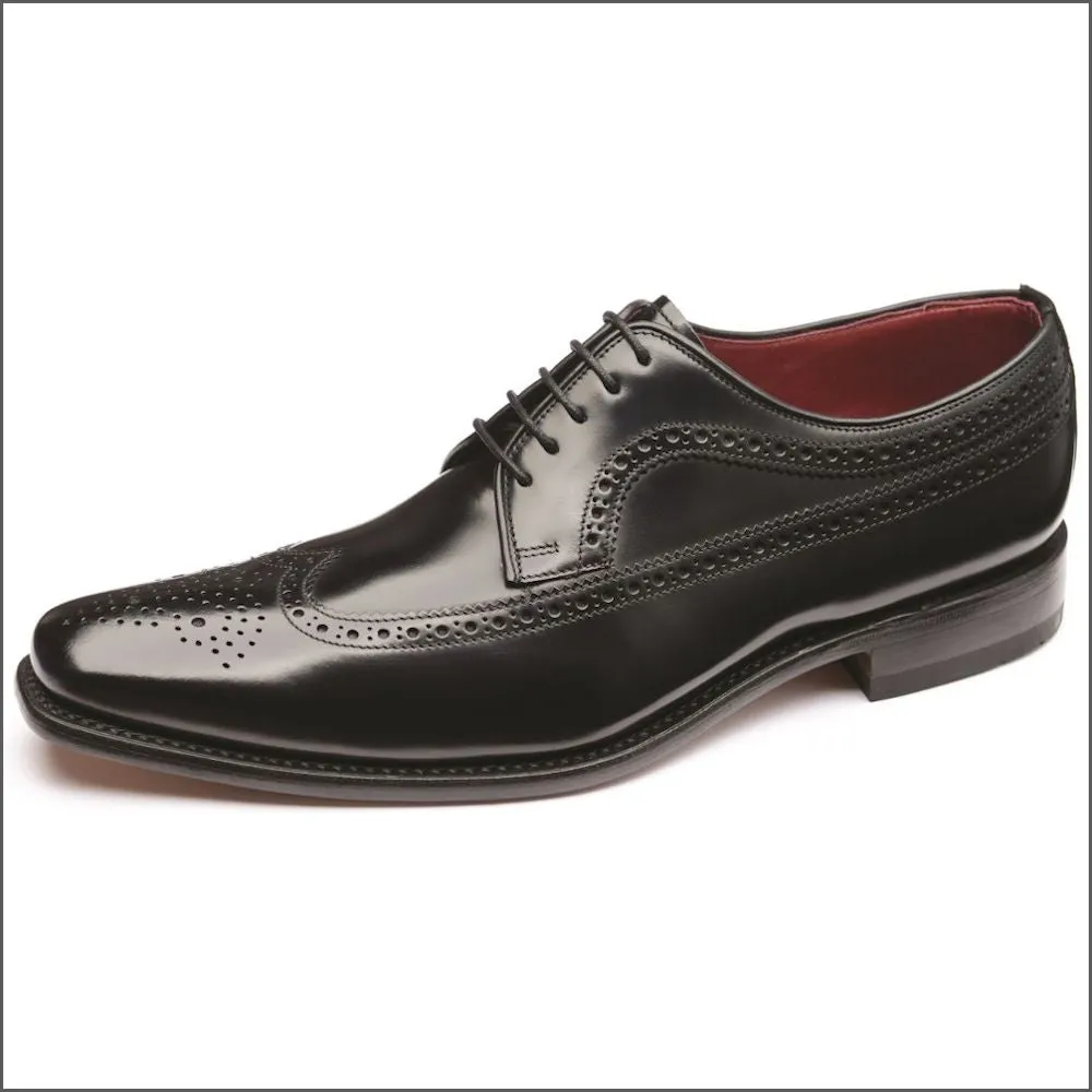 Loake Clint Black Wing Brogue Derby Shoe--