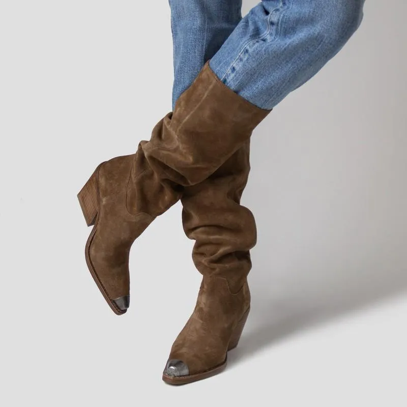 Low-Kole Suede Dark Western Boots