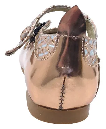 Luccini Girl's Snap Mary Jane, Copper and Cork Trim