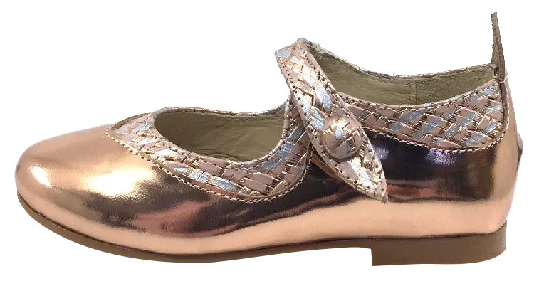 Luccini Girl's Snap Mary Jane, Copper and Cork Trim